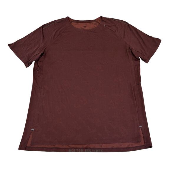 Lululemon Always Agile T Shirt Mens 2XL Burgundy Red Short Sleeve Reflective - Picture 1 of 3